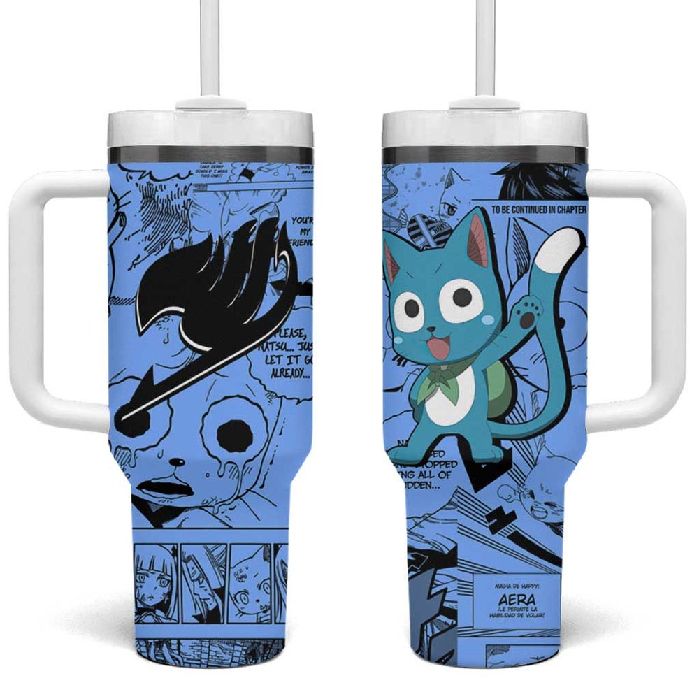 Happy - Fairy Tail Tumbler With Handle Anime Mix Manga Style TS04 Happy - Fairy Tail Tumbler With Handle Anime Mix Manga Style TS04