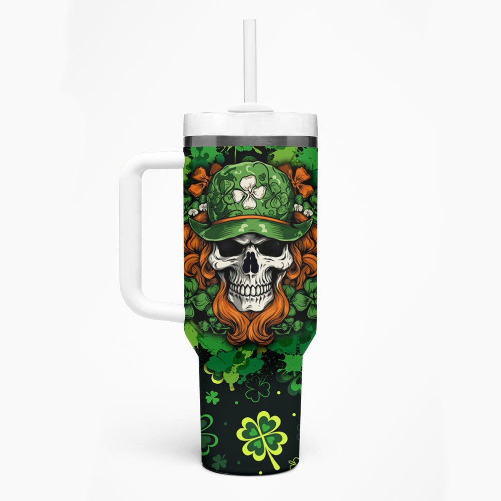 Happy St. Patrick's Day Skull Tumbler With Handle TS04
