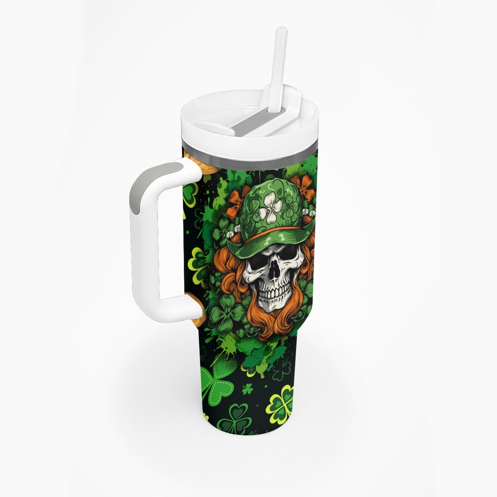 Happy St. Patrick's Day Skull Tumbler With Handle TS04