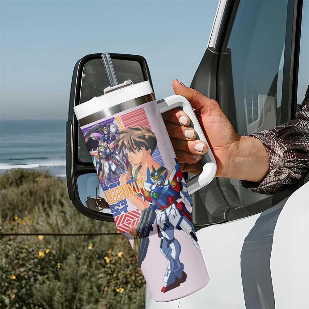 Heero Yuya x Wing Zero Gundam Wing Endless Waltz Tumbler With Handle Anime Style TS04