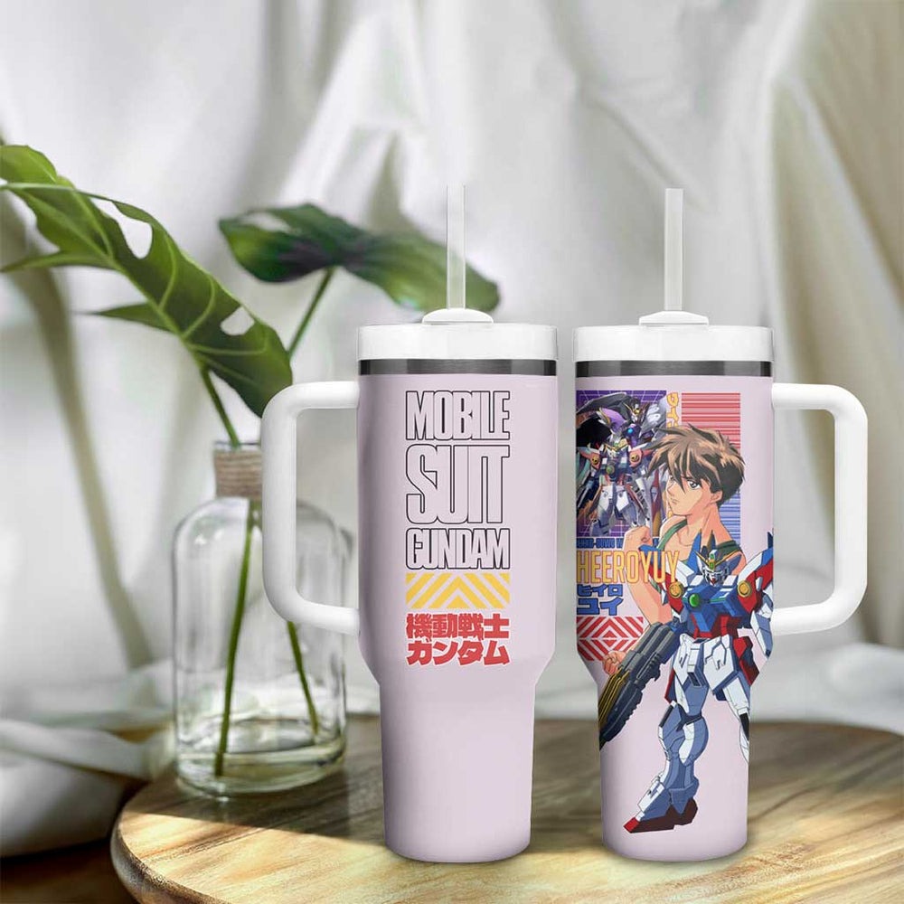 Heero Yuya x Wing Zero Gundam Wing Endless Waltz Tumbler With Handle Anime Style TS04
