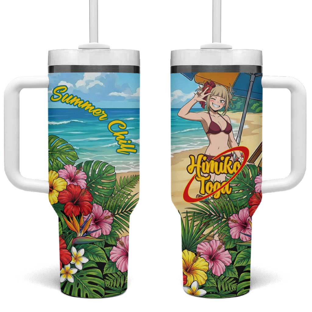 Himiko Toga Summer Chill Tumbler With Handle Tropical Anime Paradise Art TS04