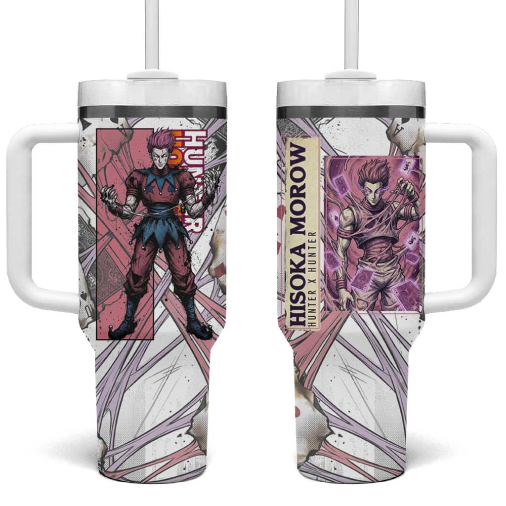 Hisoka Morow Playing Card Theme Tumbler With Handle with Magic Aura and Artistic Anime Illustration TS04