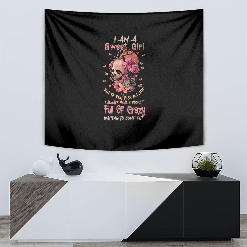 I Am A Sweet Girl Flower Skull Tumbler With Handle TS04 I Am A Sweet Girl Flower Skull Tumbler With Handle TS04