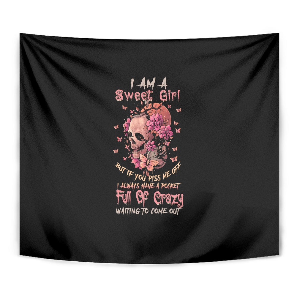 I Am A Sweet Girl Flower Skull Tumbler With Handle TS04 I Am A Sweet Girl Flower Skull Tumbler With Handle TS04