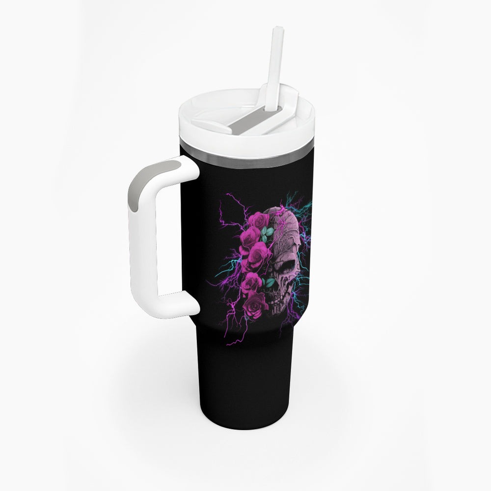 I Am The Storm Skull Rose Tumbler With Handle TS04 I Am The Storm Skull Rose Tumbler With Handle TS04