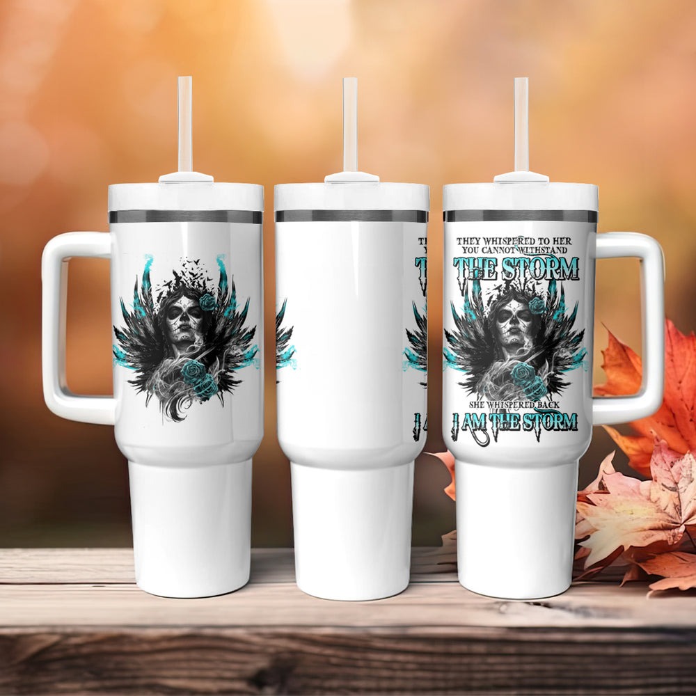 I Am The Storm Sugar Skull Tumbler With Handle TS04 I Am The Storm Sugar Skull Tumbler With Handle TS04