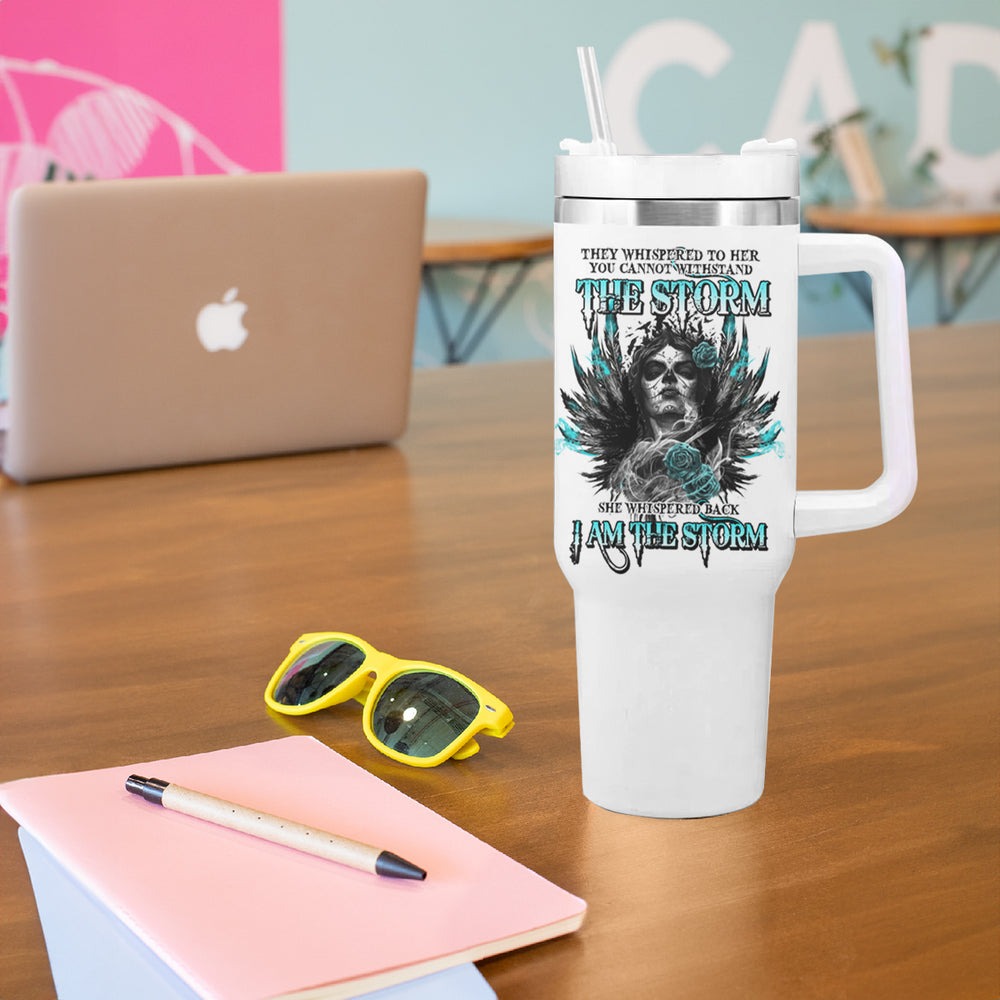I Am The Storm Sugar Skull Tumbler With Handle TS04 I Am The Storm Sugar Skull Tumbler With Handle TS04