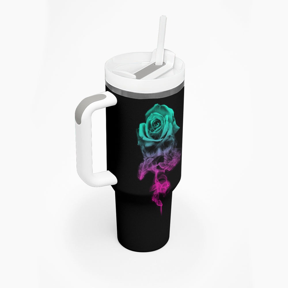 I Can Buy Myself Flowers Smoke Rose Skull Tumbler With Handle TS04 I Can Buy Myself Flowers Smoke Rose Skull Tumbler With Handle TS04