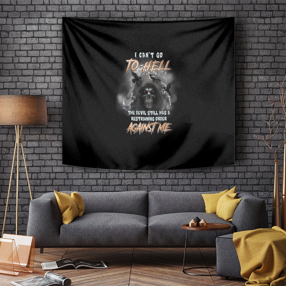 I Can't Go To Hell Reaper Bat Tapestry TS04 I Can't Go To Hell Reaper Bat Tapestry TS04