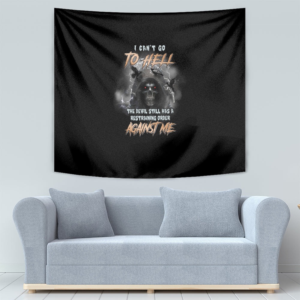 I Can't Go To Hell Reaper Bat Tapestry TS04 I Can't Go To Hell Reaper Bat Tapestry TS04