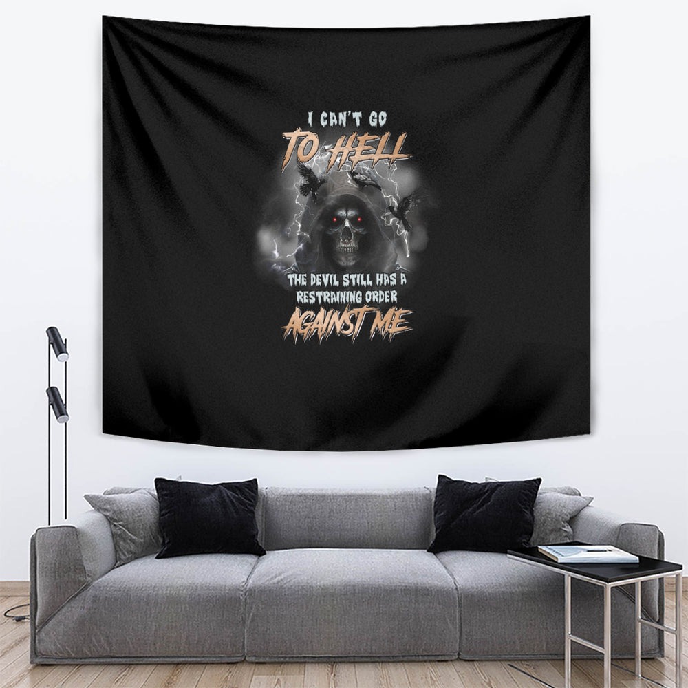 I Can't Go To Hell Reaper Bat Tapestry TS04 I Can't Go To Hell Reaper Bat Tapestry TS04