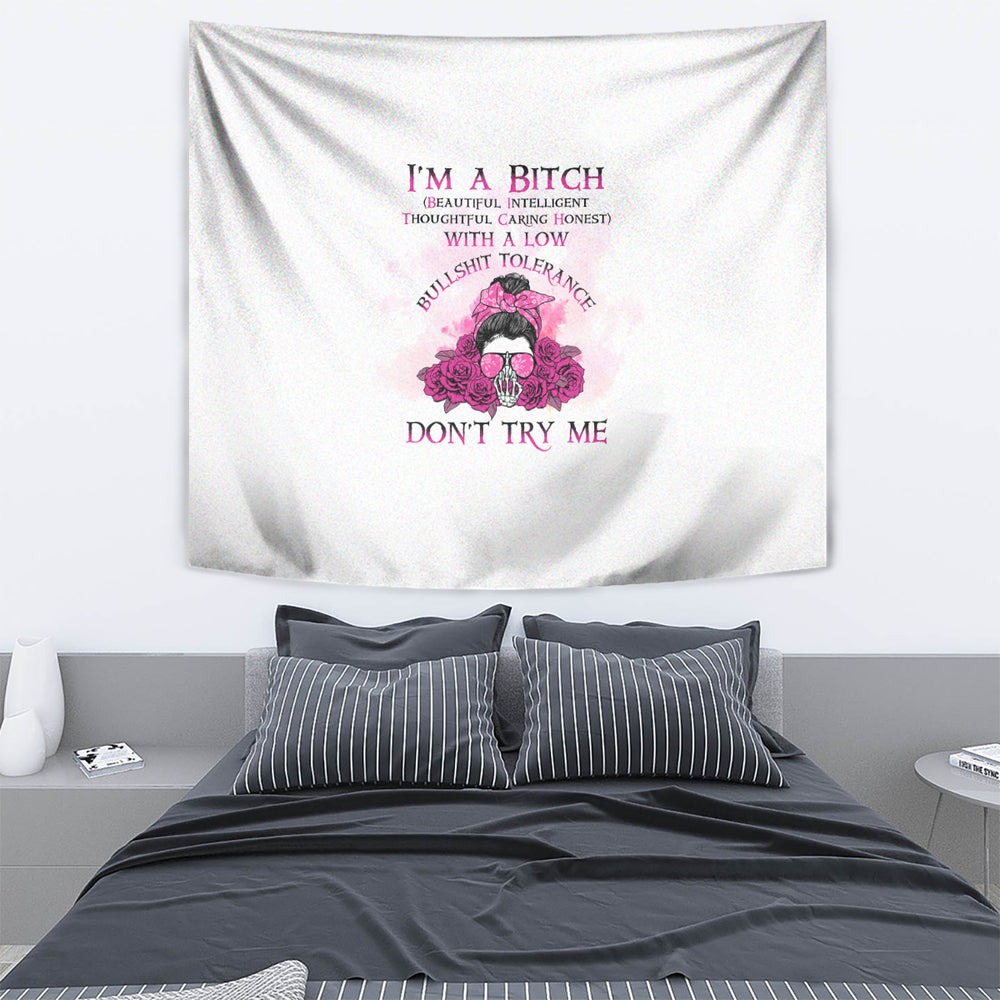 I'm A B Don't Try Me Rose Messy Bun Tumbler With Handle TS04