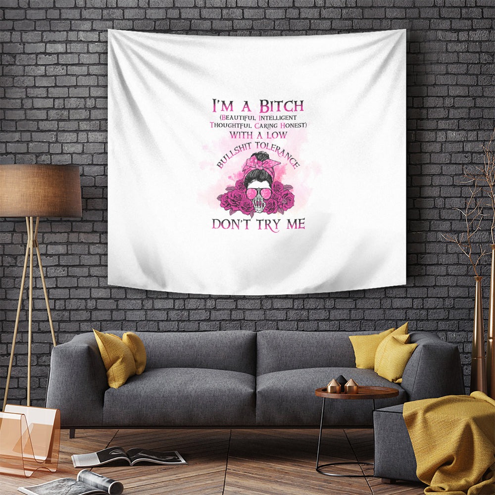 I'm A B Don't Try Me Rose Messy Bun Tumbler With Handle TS04