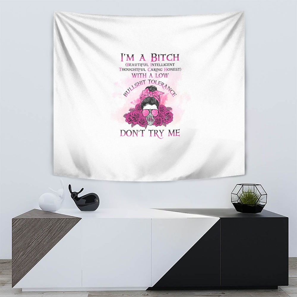 I'm A B Don't Try Me Rose Messy Bun Tumbler With Handle TS04