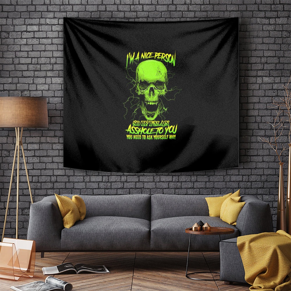 I'm A Nice Person Skull Tapestry TS04
