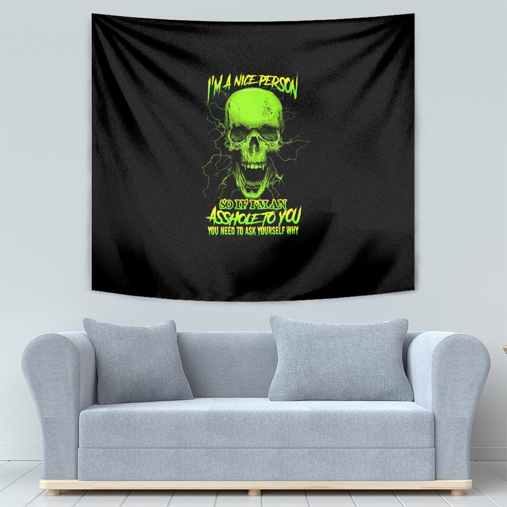 I'm A Nice Person Skull Tapestry TS04