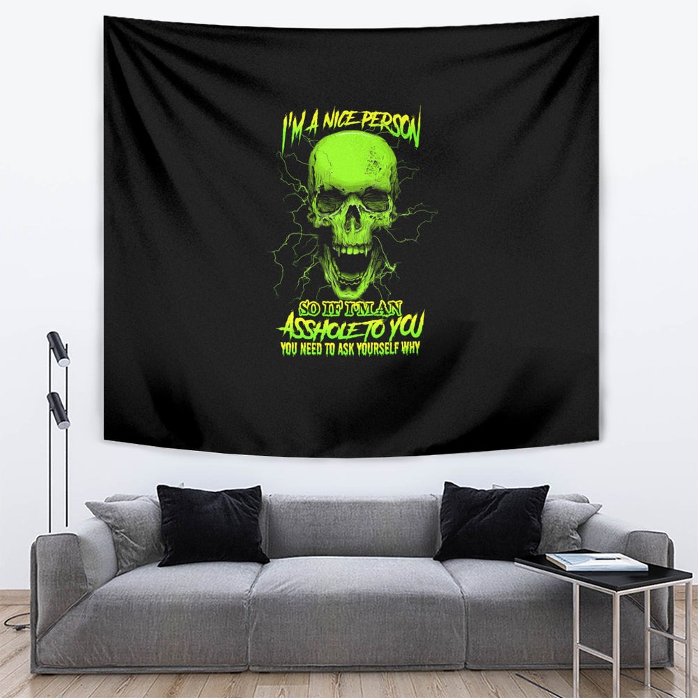 I'm A Nice Person Skull Tapestry TS04