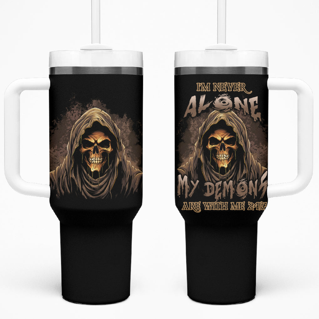 I'm Never Alone Skull Reaper Tumbler With Handle TS04