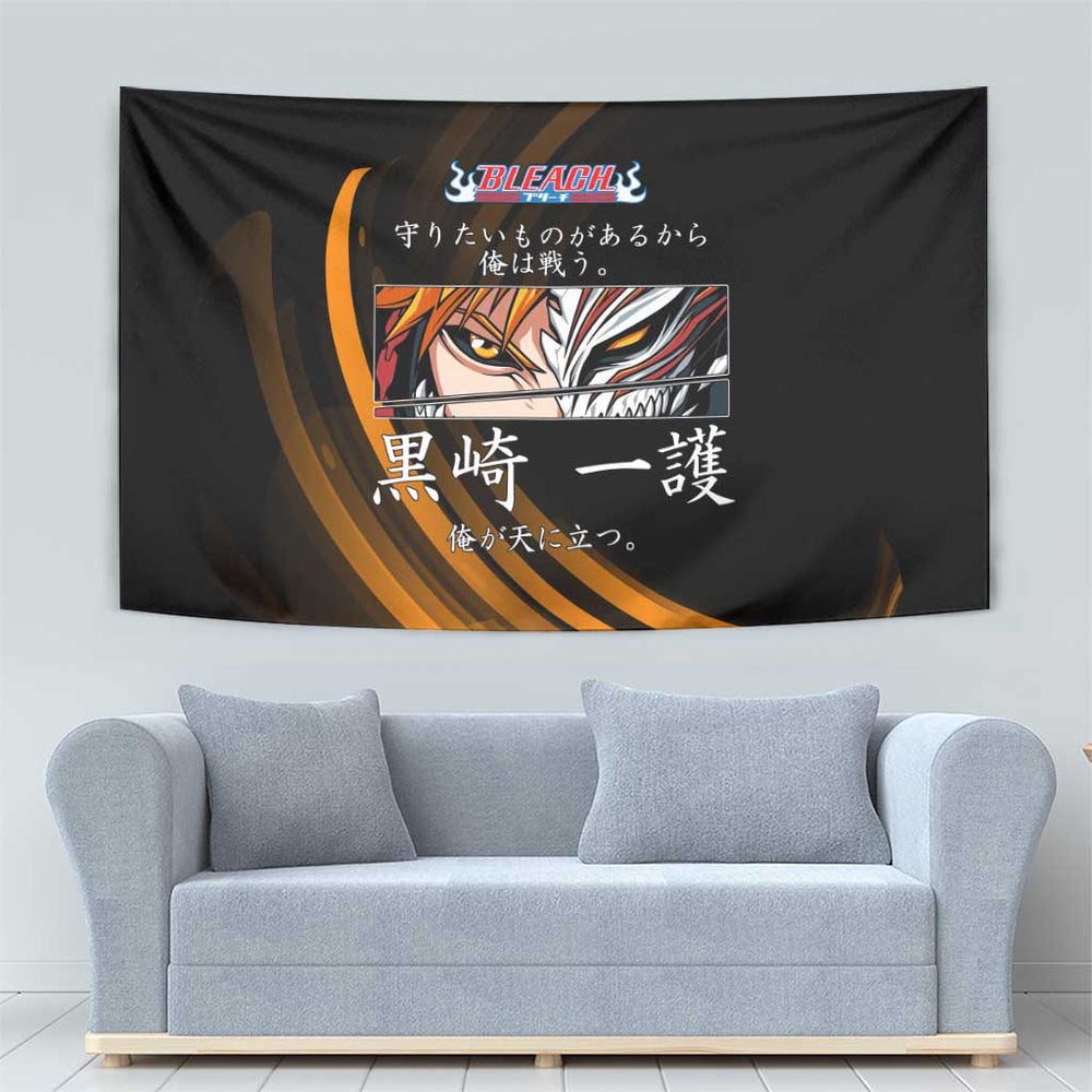 Ichigo Bleach Anime Black and Orange Theme Tumbler With Handle with Hollow Mask and Japanese Calligraphy Design TS04 Ichigo Bleach Anime Black and Orange Theme Tumbler With Handle with Hollow Mask and Japanese Calligraphy Design TS04