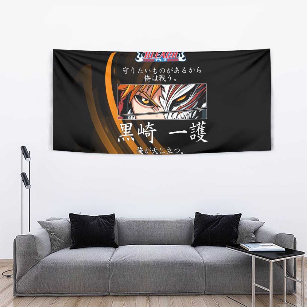 Ichigo Bleach Anime Black and Orange Theme Tumbler With Handle with Hollow Mask and Japanese Calligraphy Design TS04 Ichigo Bleach Anime Black and Orange Theme Tumbler With Handle with Hollow Mask and Japanese Calligraphy Design TS04