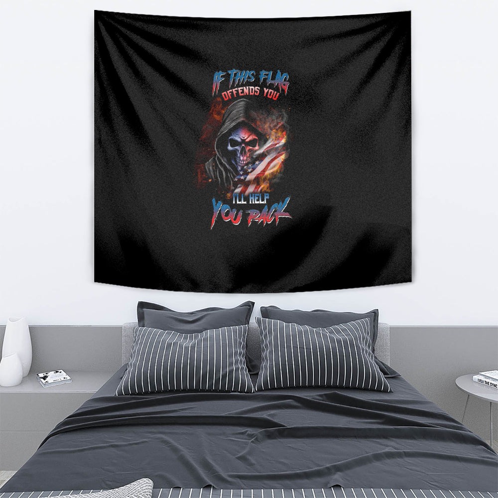 If This Flag Offends You I'll Help You Pack Skull Tapestry TS04 If This Flag Offends You I'll Help You Pack Skull Tapestry TS04