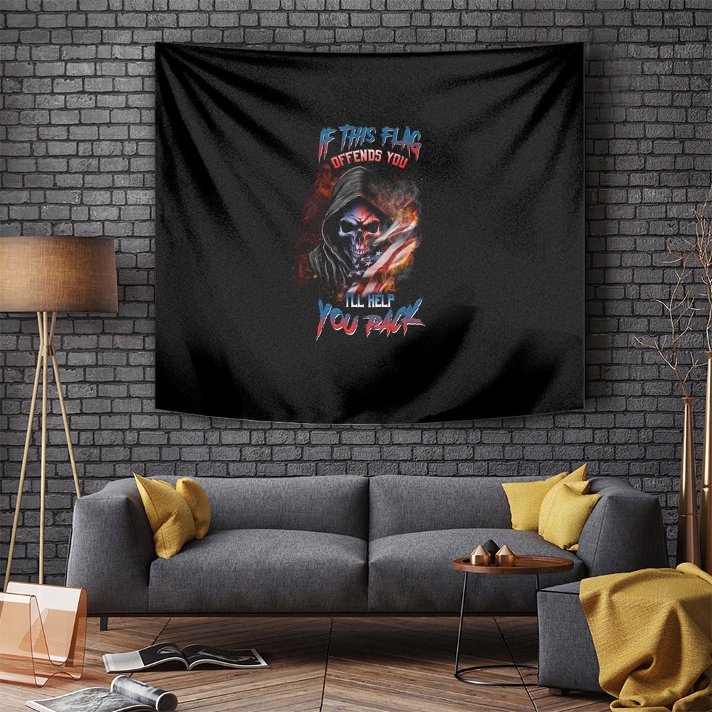 If This Flag Offends You I'll Help You Pack Skull Tapestry TS04 If This Flag Offends You I'll Help You Pack Skull Tapestry TS04