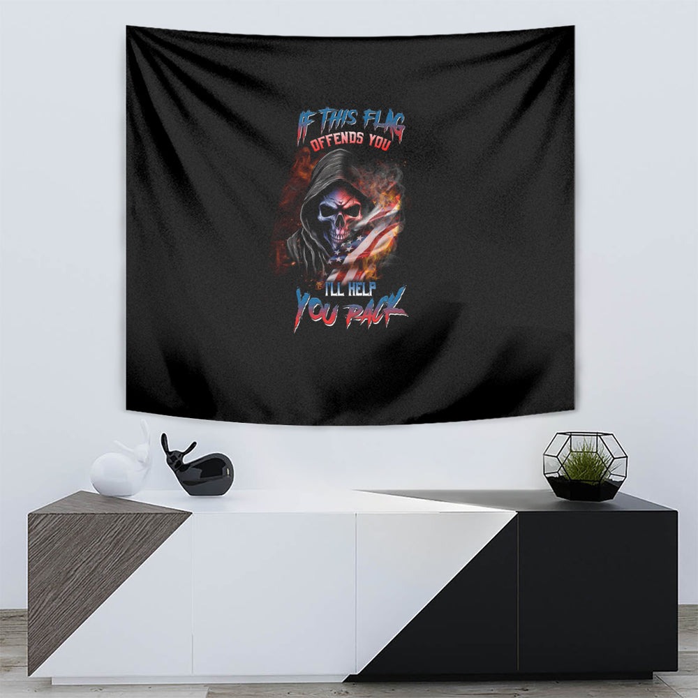 If This Flag Offends You I'll Help You Pack Skull Tapestry TS04 If This Flag Offends You I'll Help You Pack Skull Tapestry TS04