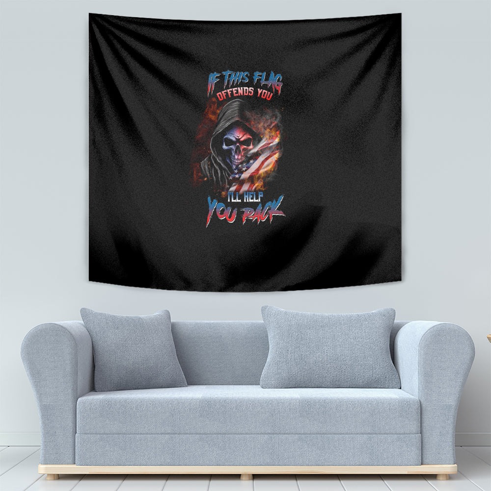 If This Flag Offends You I'll Help You Pack Skull Tapestry TS04 If This Flag Offends You I'll Help You Pack Skull Tapestry TS04