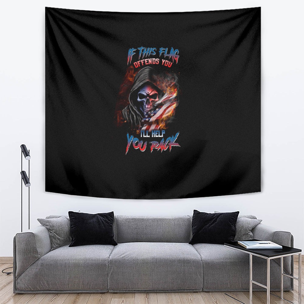 If This Flag Offends You I'll Help You Pack Skull Tapestry TS04 If This Flag Offends You I'll Help You Pack Skull Tapestry TS04