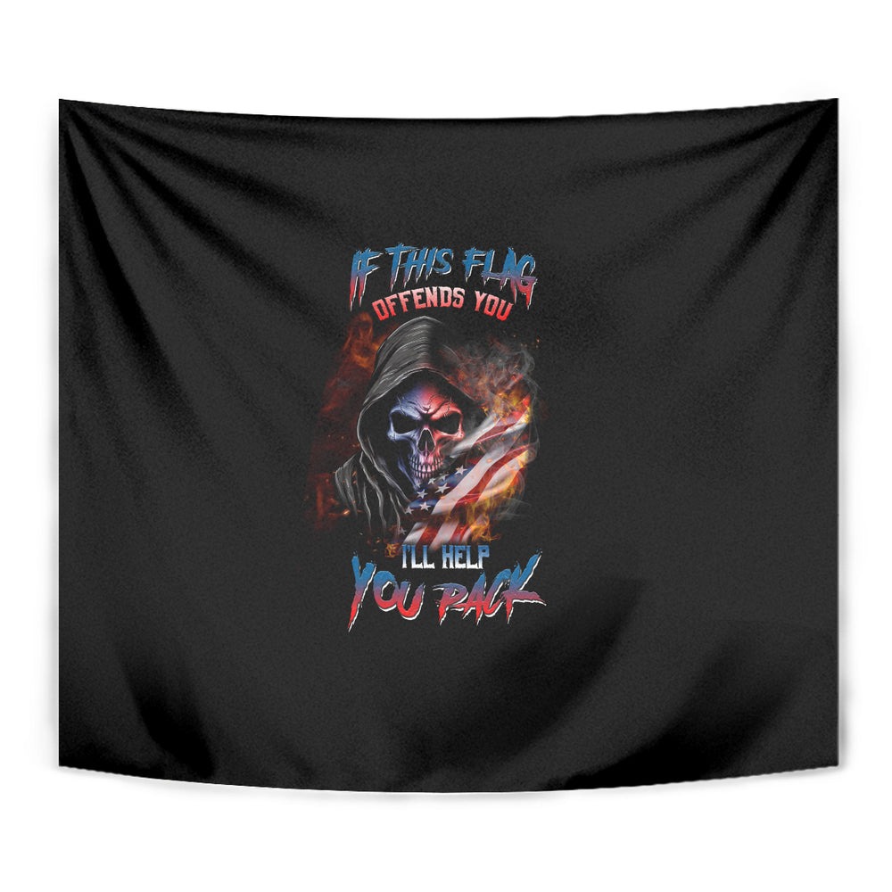 If This Flag Offends You I'll Help You Pack Skull Tapestry TS04 If This Flag Offends You I'll Help You Pack Skull Tapestry TS04
