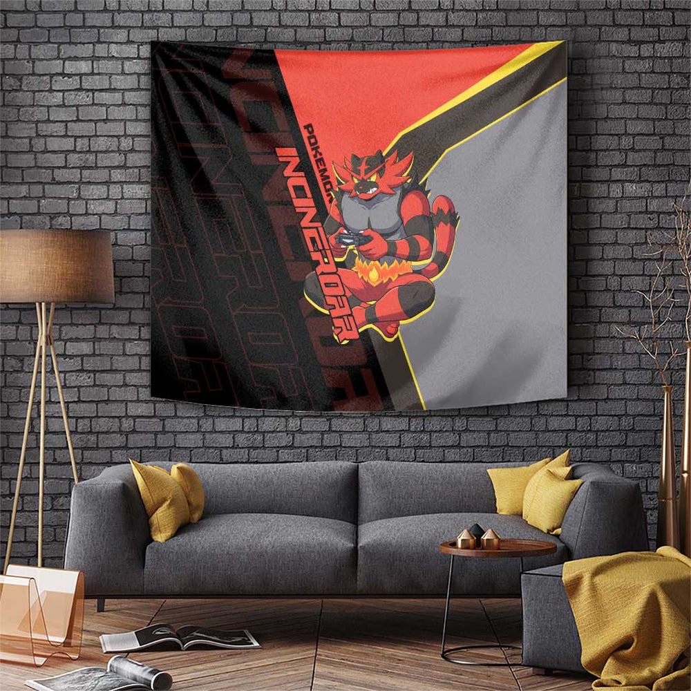 Incineroar Poké Tapestry Bold Retro Anime Style TS04 Incineroar Poké Tapestry Bold Retro Anime Style TS04