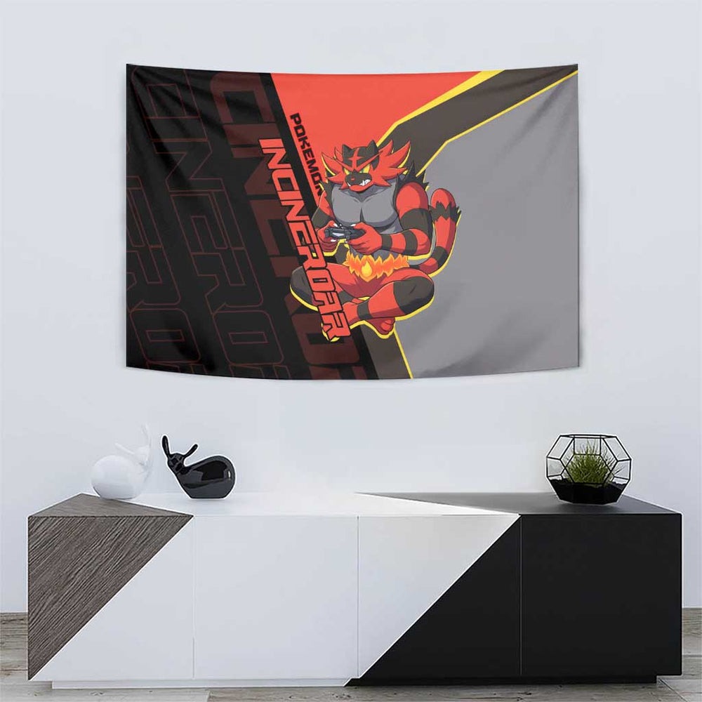 Incineroar Poké Tapestry Bold Retro Anime Style TS04 Incineroar Poké Tapestry Bold Retro Anime Style TS04