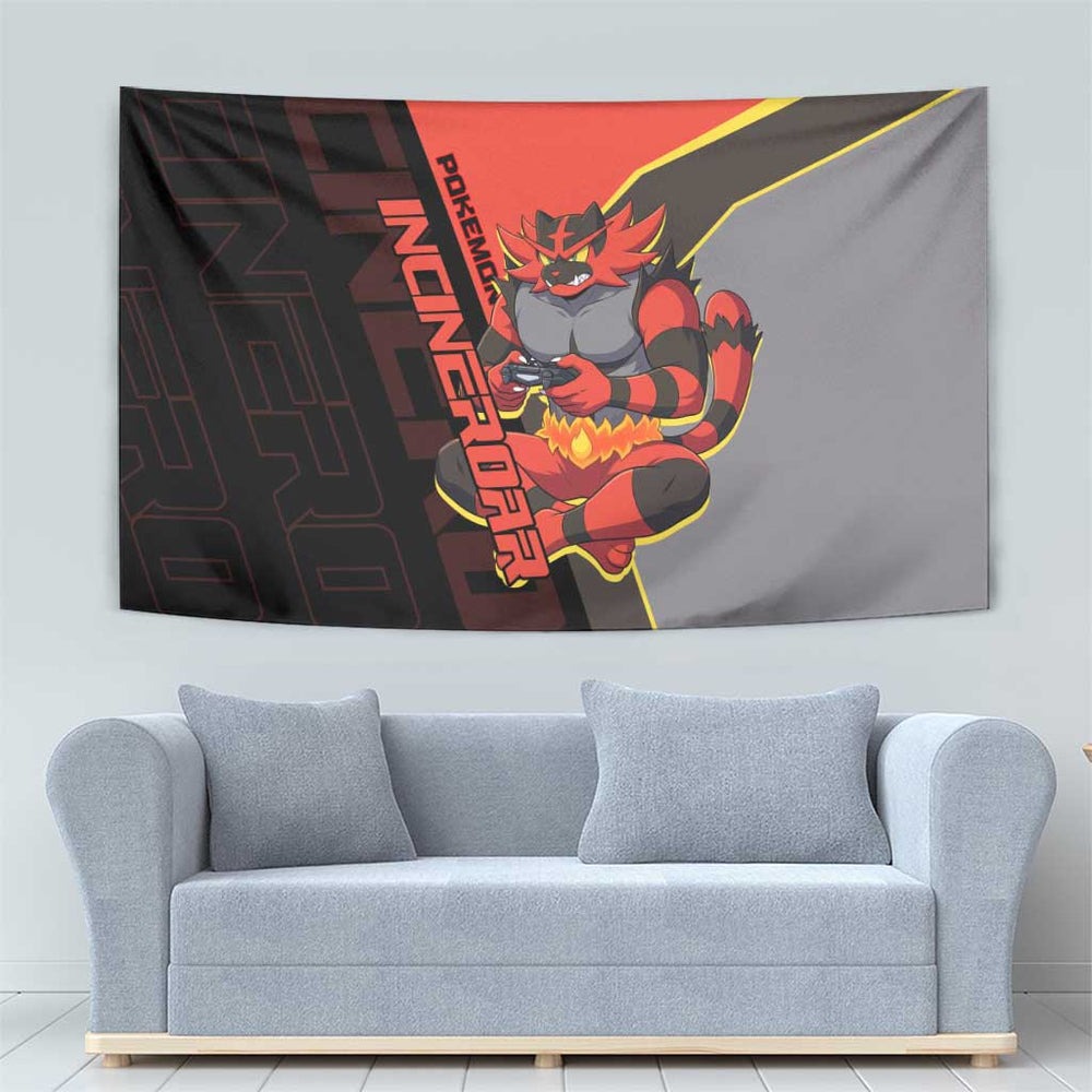 Incineroar Poké Tapestry Bold Retro Anime Style TS04 Incineroar Poké Tapestry Bold Retro Anime Style TS04