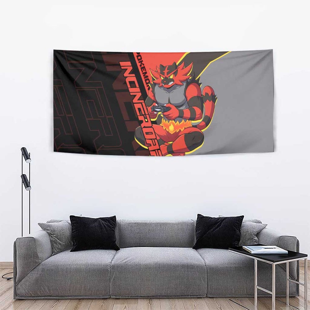 Incineroar Poké Tapestry Bold Retro Anime Style TS04 Incineroar Poké Tapestry Bold Retro Anime Style TS04