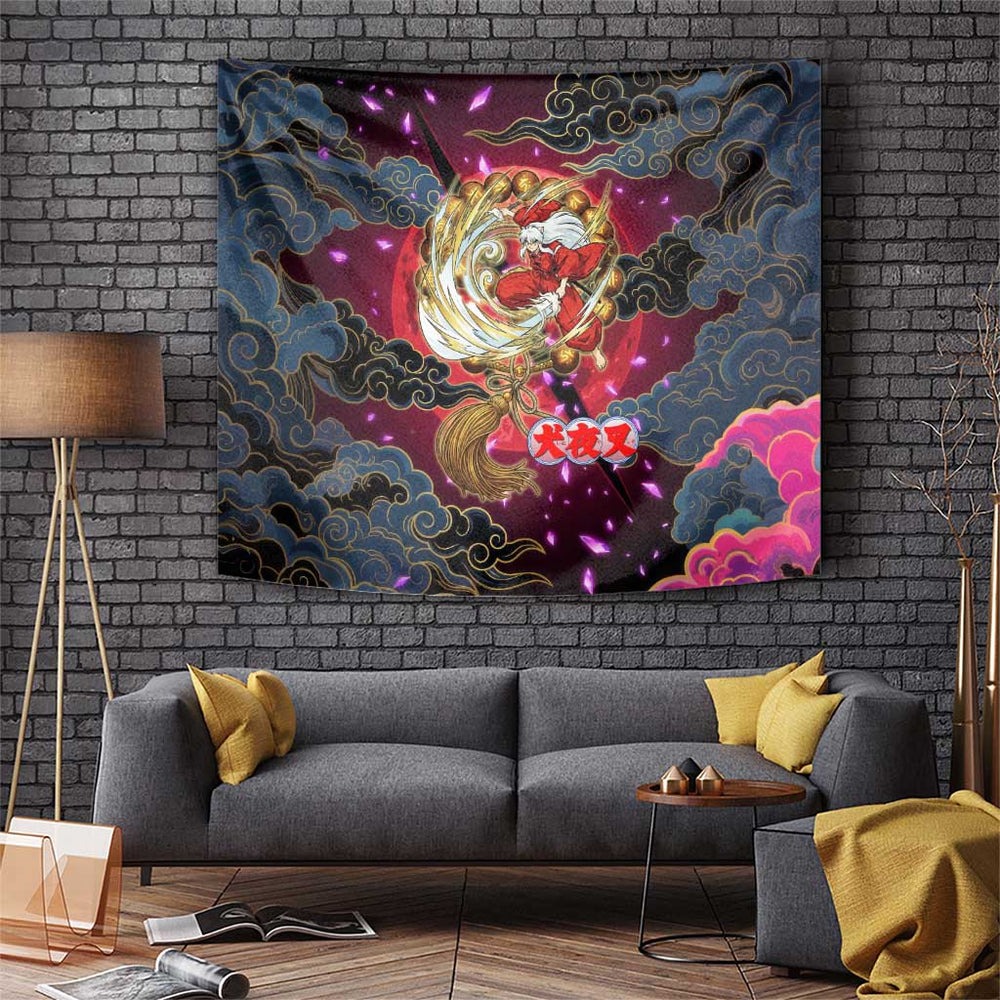 Inuyasha Demon Slayer Warrior Tumbler With Handle Japanese Tattoo Art Style with Fiery Claw Marks TS04