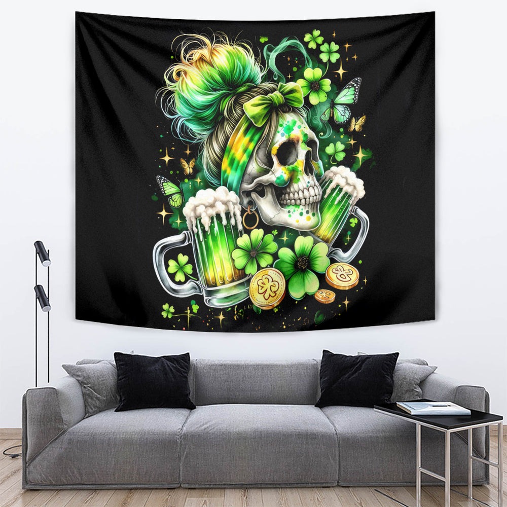 Irish Skull Tapestry Drink Up Bitch DT01 Irish Skull Tapestry Drink Up Bitch DT01