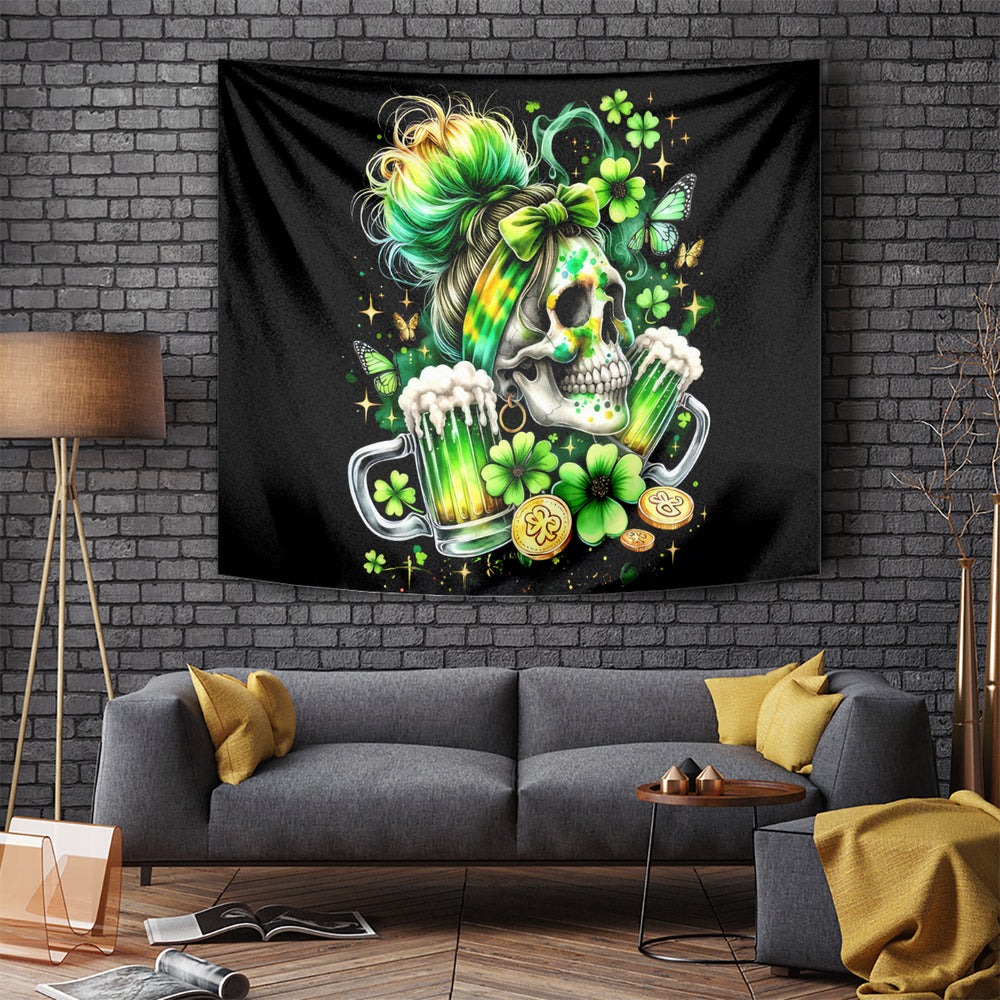 Irish Skull Tapestry Drink Up Bitch DT01 Irish Skull Tapestry Drink Up Bitch DT01