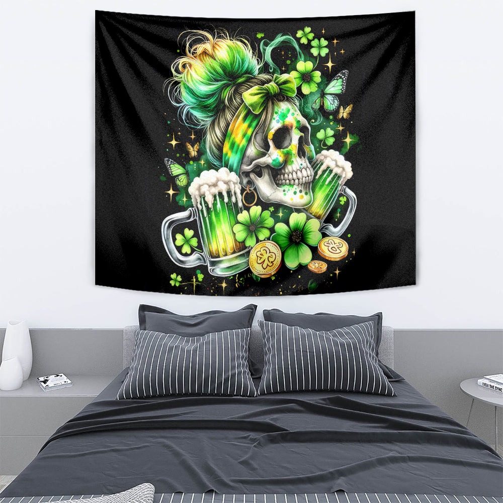 Irish Skull Tapestry Drink Up Bitch DT01 Irish Skull Tapestry Drink Up Bitch DT01