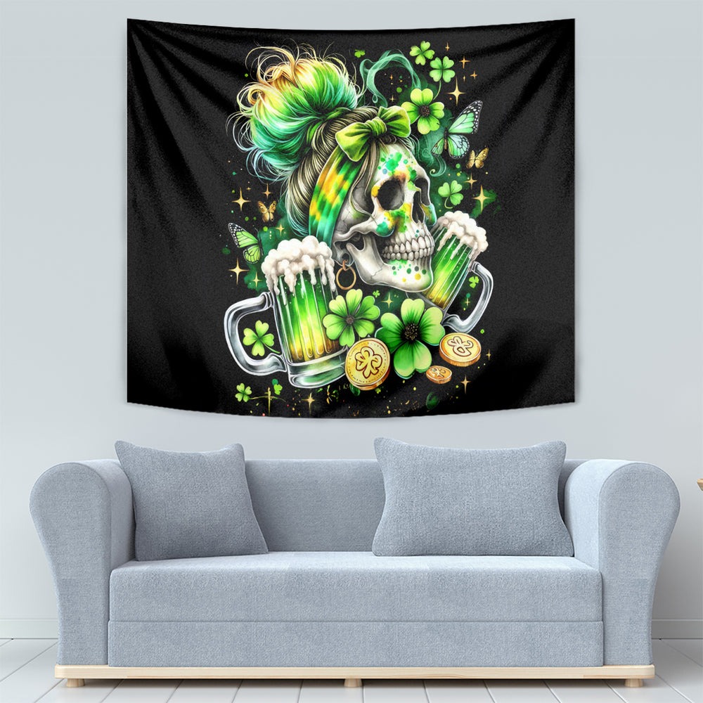 Irish Skull Tapestry Drink Up Bitch DT01 Irish Skull Tapestry Drink Up Bitch DT01