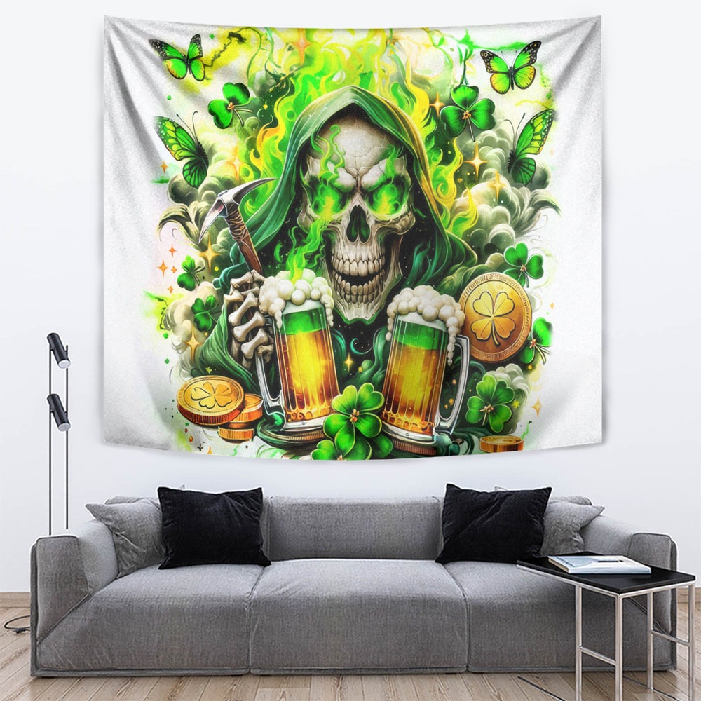 Irish Skull Tapestry I Whisper Back Bring Beer DT01 Irish Skull Tapestry I Whisper Back Bring Beer DT01