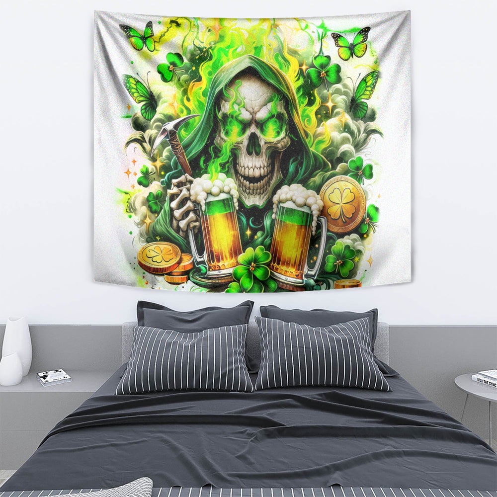 Irish Skull Tapestry I Whisper Back Bring Beer DT01 Irish Skull Tapestry I Whisper Back Bring Beer DT01