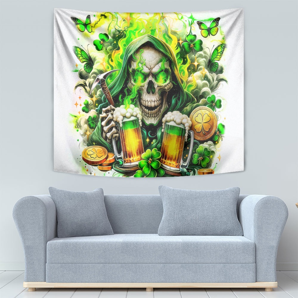 Irish Skull Tapestry I Whisper Back Bring Beer DT01 Irish Skull Tapestry I Whisper Back Bring Beer DT01