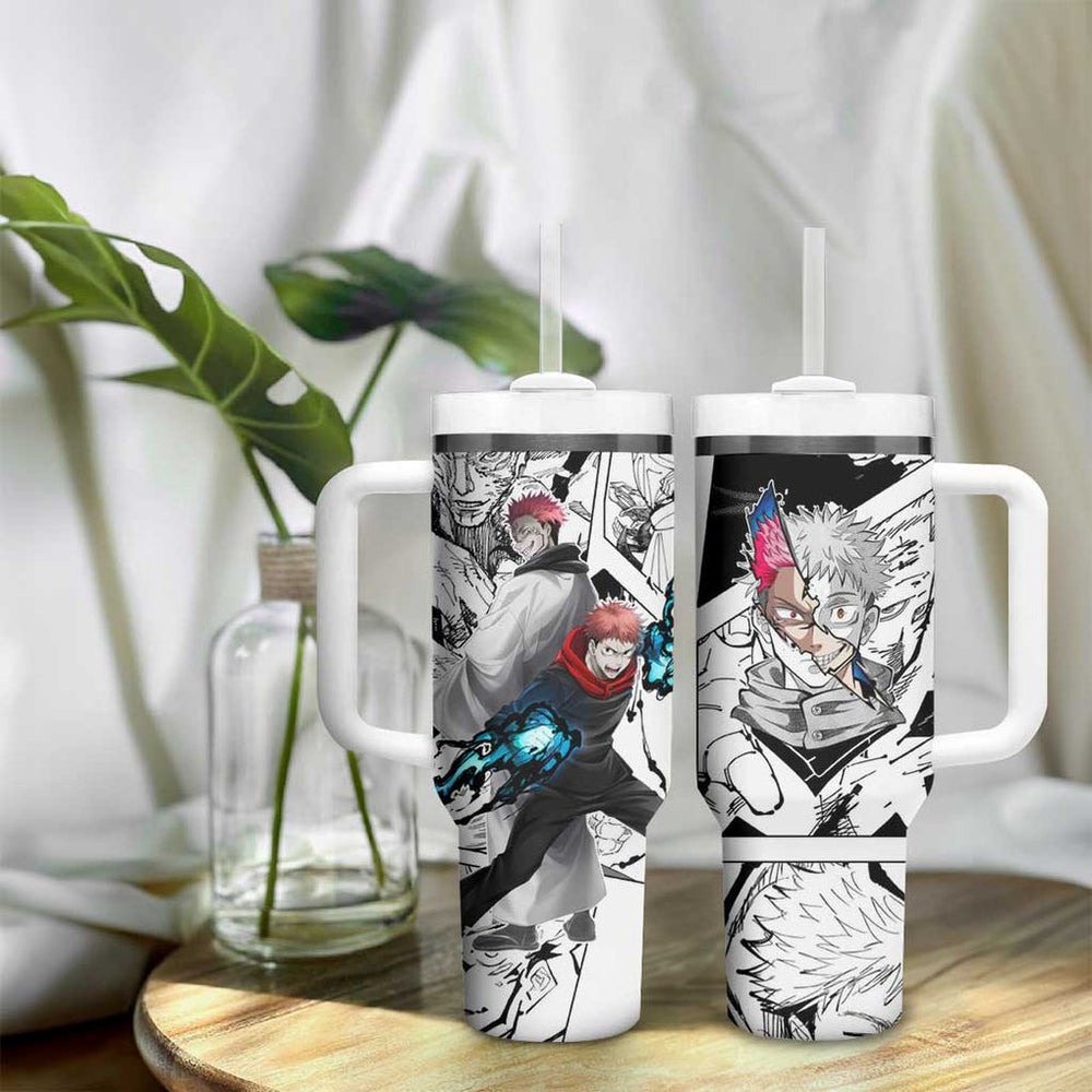Itadori Yuji and Sukuna - Jujutsu Kaisen Tumbler With Handle Anime Japan Style TS04
