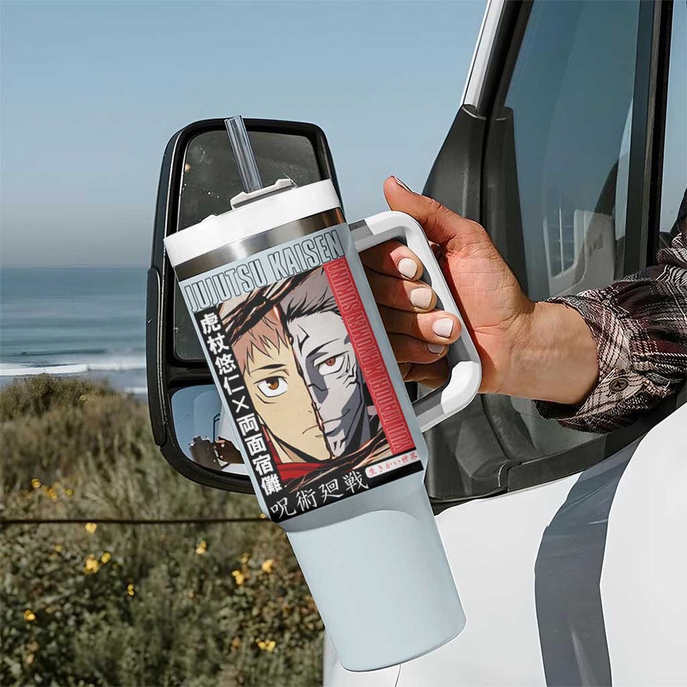 Itadori Yuuji x Ryomen Sukuna Jujutsu Kaisen Tumbler With Handle Anime Style TS04 Itadori Yuuji x Ryomen Sukuna Jujutsu Kaisen Tumbler With Handle Anime Style TS04