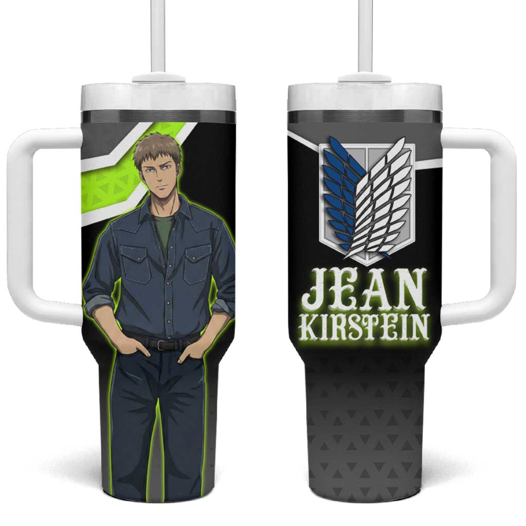 Jean Kirstein Attack on Titan Tumbler With Handle Anime Denim Utility Style TS04
