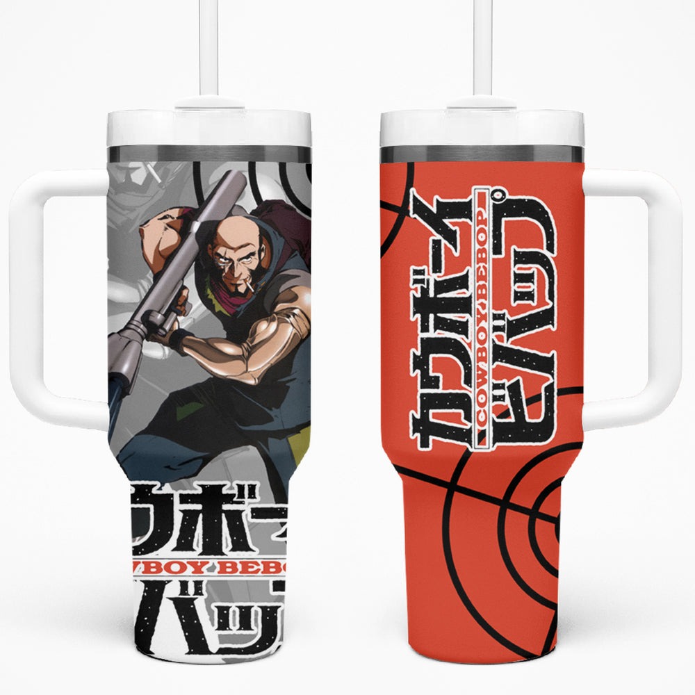 Jet Black Cowboy Bebop Tumbler With Handle Anime Style TS04 Jet Black Cowboy Bebop Tumbler With Handle Anime Style TS04