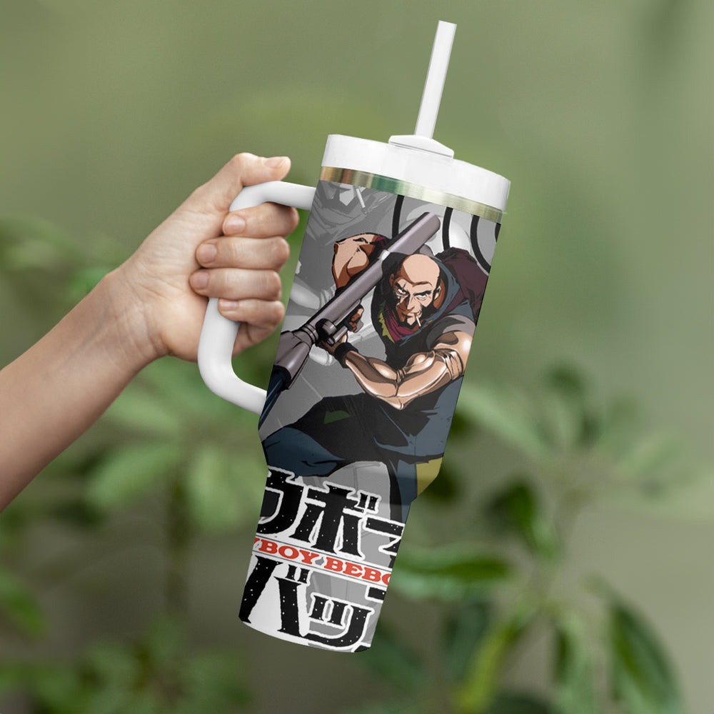 Jet Black Cowboy Bebop Tumbler With Handle Anime Style TS04 Jet Black Cowboy Bebop Tumbler With Handle Anime Style TS04