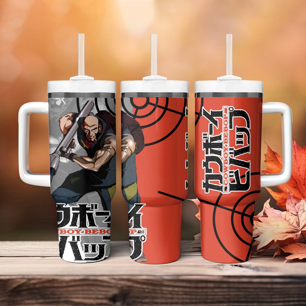 Jet Black Cowboy Bebop Tumbler With Handle Anime Style TS04 Jet Black Cowboy Bebop Tumbler With Handle Anime Style TS04