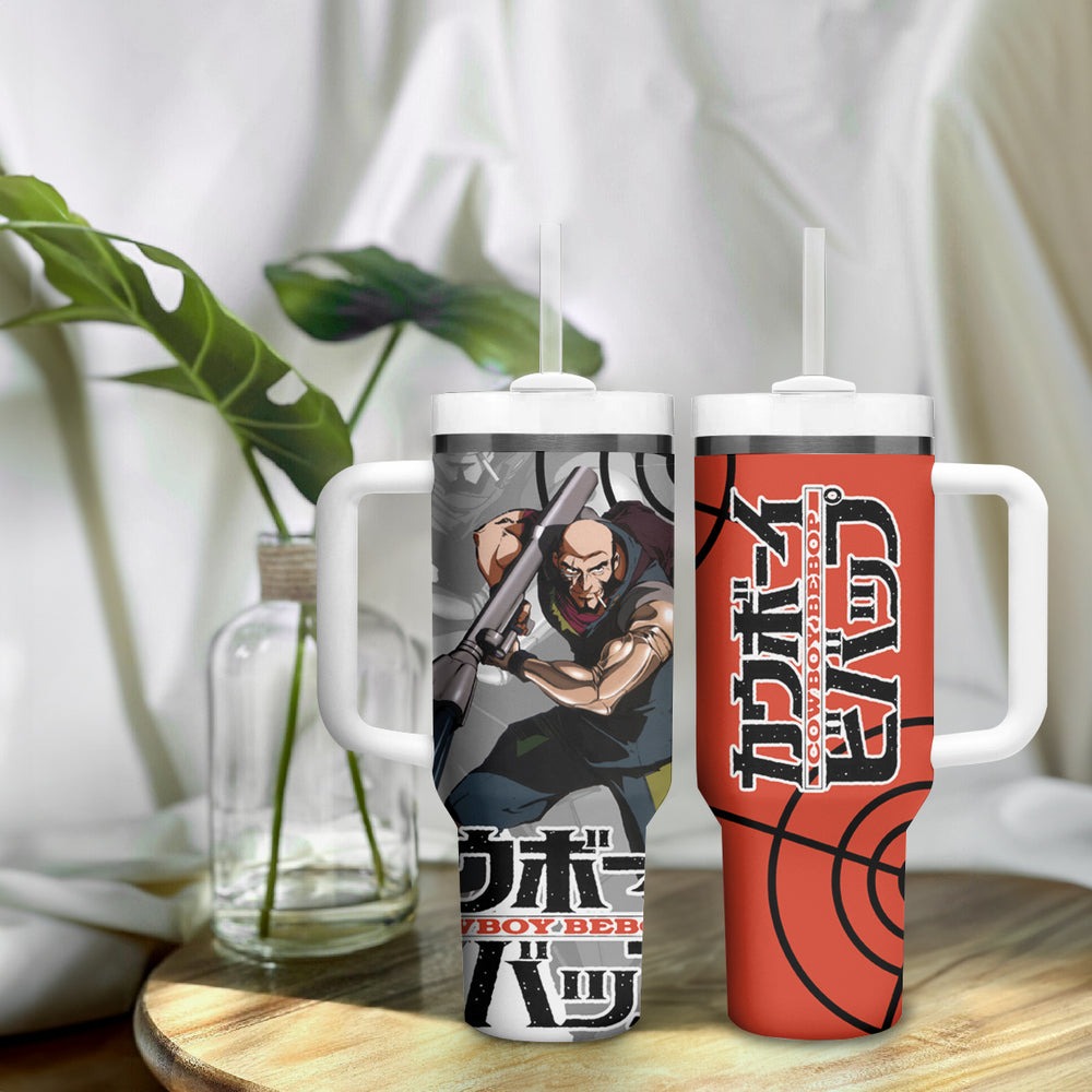 Jet Black Cowboy Bebop Tumbler With Handle Anime Style TS04 Jet Black Cowboy Bebop Tumbler With Handle Anime Style TS04